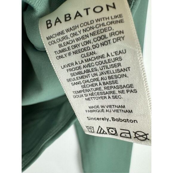 Babaton Contour Women's Green Square Neck Long Sleeve Crop Top Green Large - Picture 4 of 6